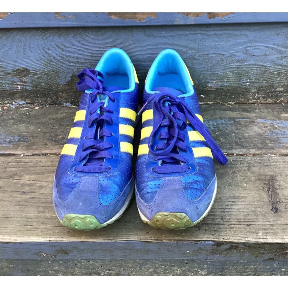 Adidas Originals V-Jog Blue Yellow Retro Sneakers 675001 - Picture 2 of 8